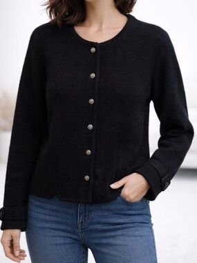 ✨ Orvis 100% Wool Women’s Classic Black Cardigan | Cozy Timeless Layer ✨